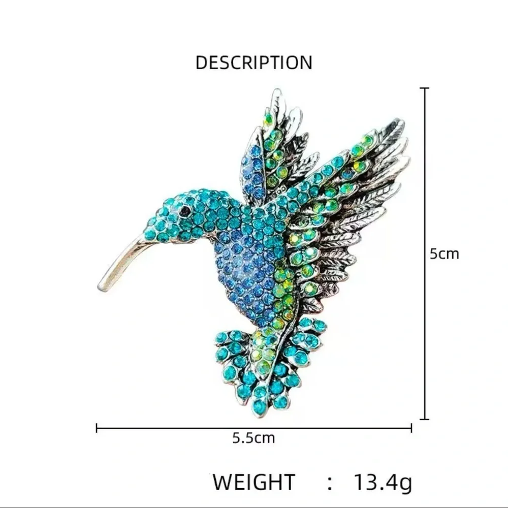 Hummingbird Multicolor Bird Brooch - Picture 3 of 3